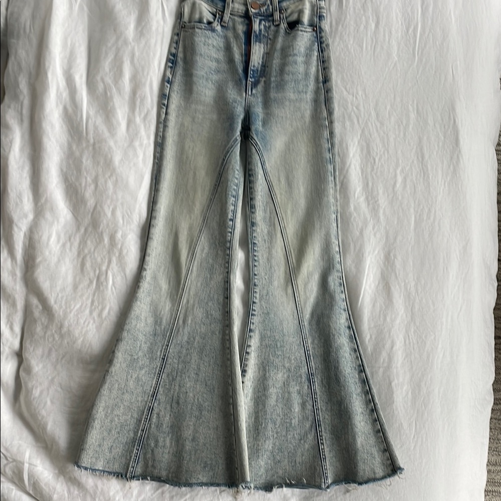 Alice + Olivia Blue Flare Wide Leg Jeans